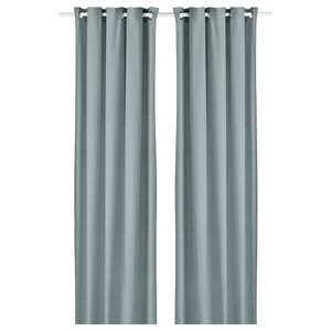 MOALINA Curtains, 1 pair, light blue, 145x300 cm