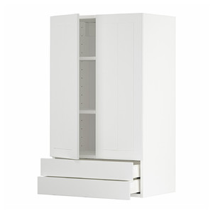METOD / MAXIMERA Wall cabinet w 2 doors/2 drawers, white/Stensund white, 60x100 cm