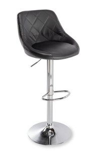 Bar Stool, faux leather, black/chrome