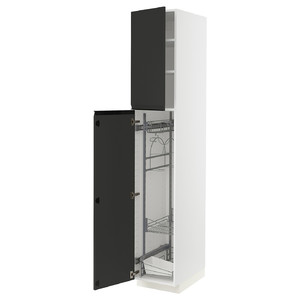 METOD High cabinet with cleaning interior, white/Upplöv matt anthracite, 40x60x220 cm