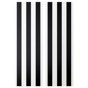 SMÅSTAD Door, black/white stripe, 30x90 cm