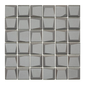 Mosaic Glass Tile Cubic 29.8 x 29.8 cm, grey, 1pc