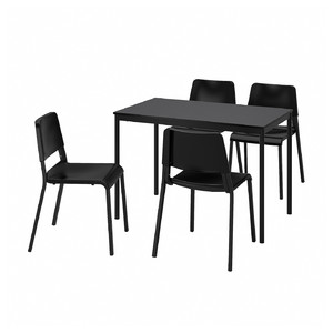 SANDSBERG / TEODORES Table and 4 chairs, black/black, 110x67 cm