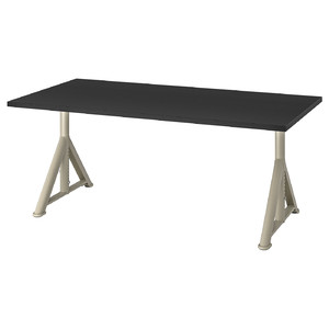 IDÅSEN Desk, black, beige, 160x80 cm