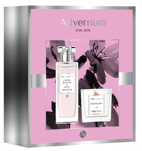 Allvernum Gift Set - Eau de Parfum Cherry & Musk 50ml, Soy Candle Passiflora 100g
