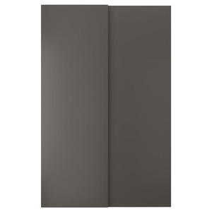 HASVIK Pair of sliding doors, dark grey, 150x236 cm