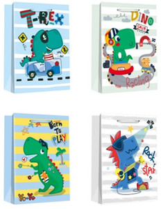 Gift Bag Dino 300x400, assorted, 12pcs