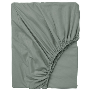 DVALA Fitted sheet, grey-green, 90x200 cm