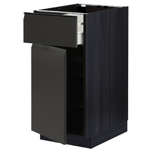 METOD / MAXIMERA Base cabinet with drawer/door, black/Upplöv matt anthracite, 40x60 cm