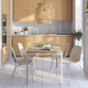 SKÅLSTA Table, oak effect/straight light grey-beige, 140x80 cm
