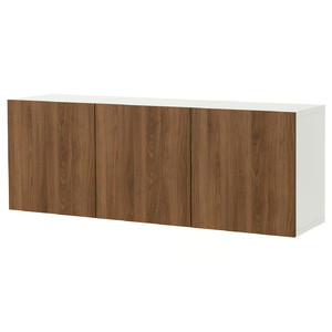 BESTÅ Wall-mounted cabinet combination, white/Lappviken walnut effect, 180x42x64 cm