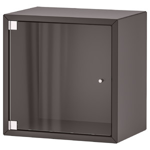 EKET Wall cabinet with glass door, dark grey, 35x25x35 cm