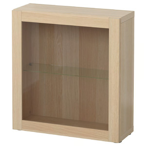 BESTÅ Shelf unit with glass door, Sindvik white stained oak effect, 60x20x64 cm
