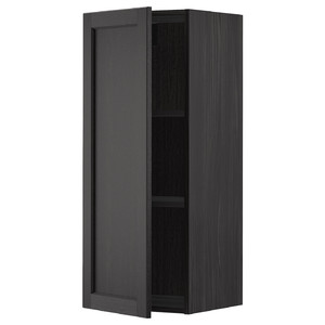 METOD Wall cabinet with shelves, black/Lerhyttan black stained, 40x100 cm