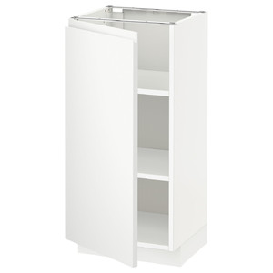 METOD Base cabinet with shelves, white/Voxtorp matt white, 40x37 cm
