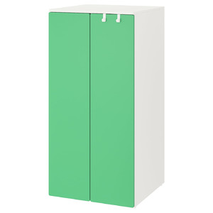 SMÅSTAD / PLATSA Wardrobe, white/green, 60x57x123 cm