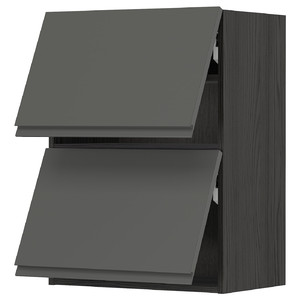 METOD Wall cabinet horizontal w 2 doors, black/Voxtorp dark grey, 60x80 cm