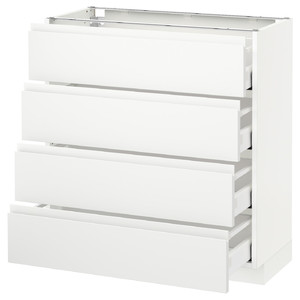 METOD / MAXIMERA Base cab 4 frnts/4 drawers, white, Voxtorp matt white white, 80x37 cm