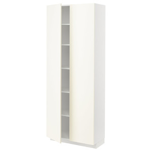 METOD High cabinet with shelves, white/Vallstena white, 80x37x200 cm