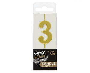 Birthday Candle Number 3, metallic gold