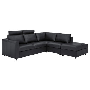 VIMLE Corner sofa, 4-seat, with open end with headrests, Grann/Bomstad black