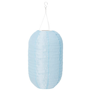 SOLVINDEN LED solar-powered pendant lamp, outdoor/oval light blue, 43 cm