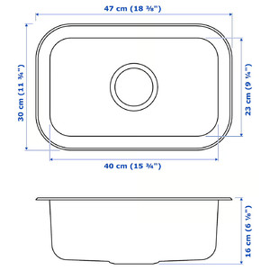 BOHOLMEN Inset sink, 1 bowl