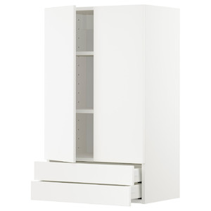 METOD / MAXIMERA Wall cabinet w 2 doors/2 drawers, white/Veddinge white, 60x100 cm