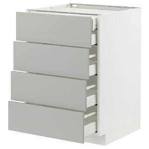 METOD / MAXIMERA Base cb 4 frnts/2 low/3 md drwrs, white/Havstorp light grey, 60x60 cm