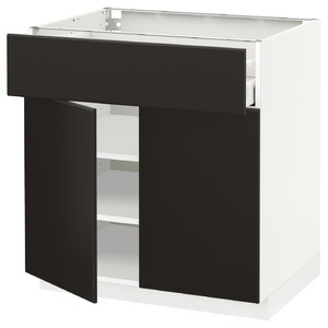 METOD / MAXIMERA Base cabinet with drawer/2 doors, white/Kungsbacka anthracite, 80x60 cm