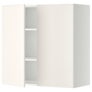 METOD Wall cabinet with shelves/2 doors, white/Veddinge white, 80x80 cm