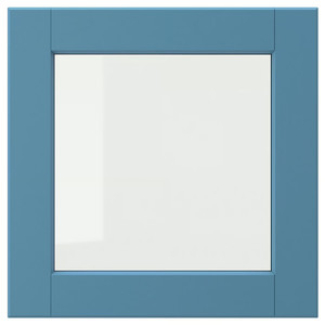 LERHYTTAN Glass door, blue, 40x40 cm