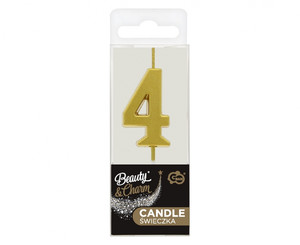 Birthday Candle Number 4, metallic gold