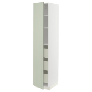 METOD / MAXIMERA High cabinet with drawers, white/Stensund light green, 40x60x200 cm
