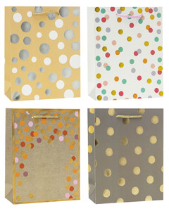 Gift Bag Dots 260x320 12pcs, assorted patterns