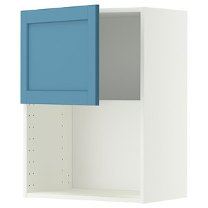 METOD Wall cabinet for microwave oven, white/Lerhyttan blue, 60x80 cm