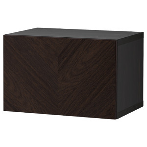 BESTÅ Shelf unit with door, black-brown Hedeviken/dark brown stained oak veneer, 60x42x38 cm