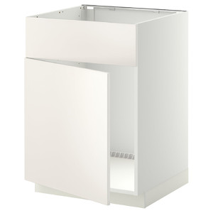 METOD Base cabinet f sink w door/front, white/Veddinge white, 60x60 cm