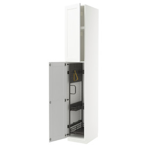 METOD High cabinet with cleaning interior, white Enköping/white wood effect, 40x60x240 cm