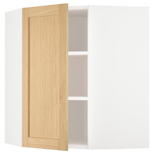 METOD Corner wall cabinet with shelves, white/Forsbacka oak, 68x80 cm