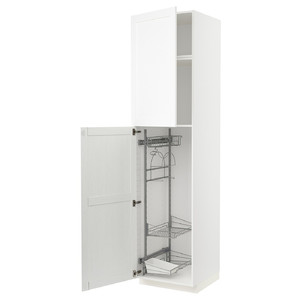 METOD High cabinet with cleaning interior, white Enköping/white wood effect, 60x60x240 cm