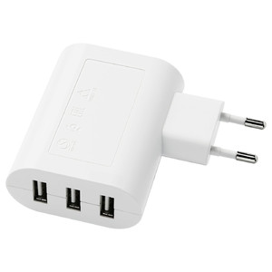 SMÅHAGEL 3-port USB charger, white