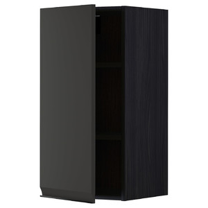 METOD Wall cabinet with shelves, black/Upplöv matt anthracite, 40x80 cm