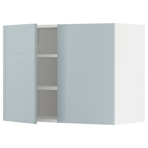 METOD Wall cabinet with shelves/2 doors, white/Kallarp light grey-blue, 80x60 cm