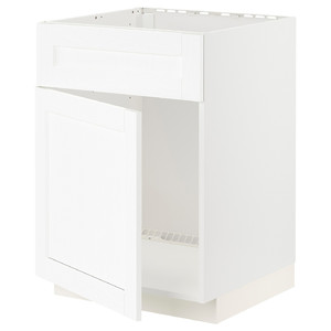METOD Base cabinet f sink w door/front, white Enköping/white wood effect, 60x60 cm