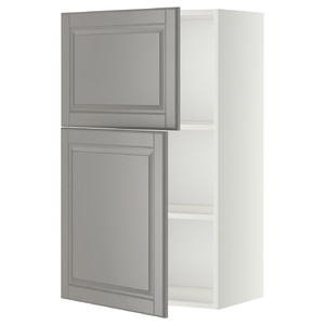 METOD Wall cabinet with shelves/2 doors, white/Bodbyn grey, 60x100 cm