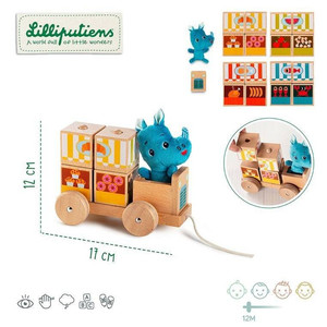 LILLIPUTIENS Wooden Food Truck with Puzzle Rhino Marius 12m+