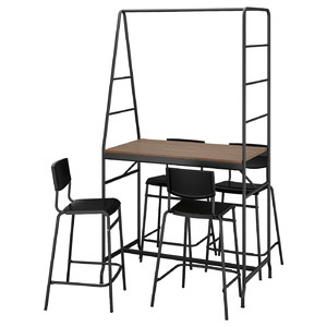HÅVERUD / STIG Table and 4 stools, black/black, 105 cm