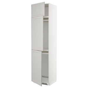 METOD High cab f fridge/freezer w 3 doors, white/Lerhyttan light grey, 60x60x240 cm