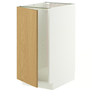 METOD Base cab f sink/waste sorting, white/Sinarp oak veneer, 40x60 cm